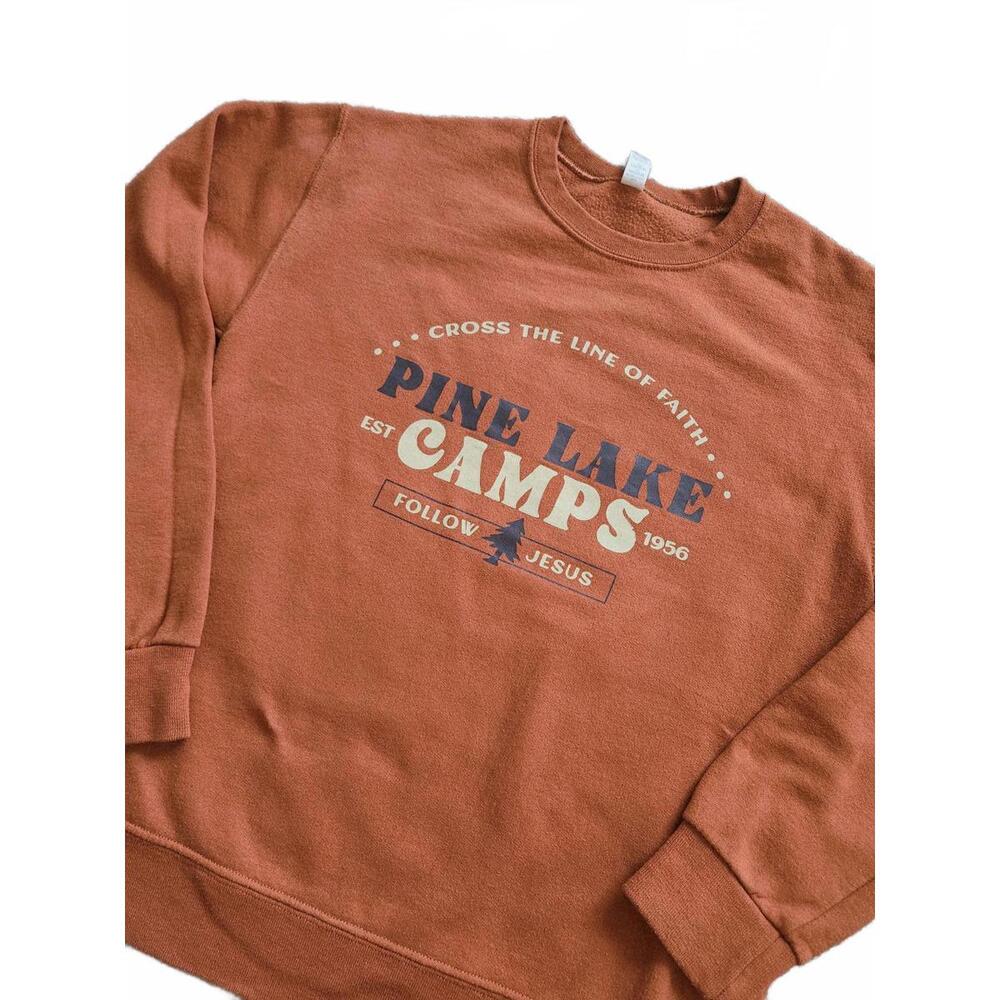 JERZEES Pine Lake Camps Sweatshirt - Size Small, Rust Brown, Soft Cotton-Poly Bl